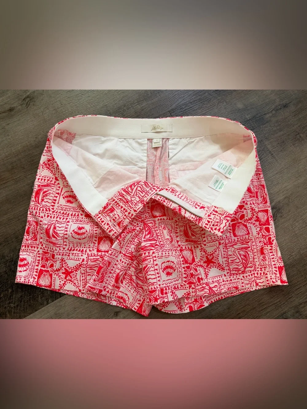 Lilly Pulitzer Gretchen Shorts Miner Red Seaside Harbour Size 6 Nautical 🐚🐚🐚
